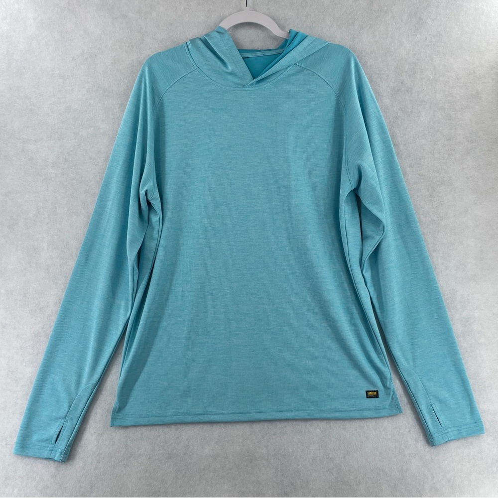 Mier Men's Lightweight Hooded Long-Sleeve Top in Aqua